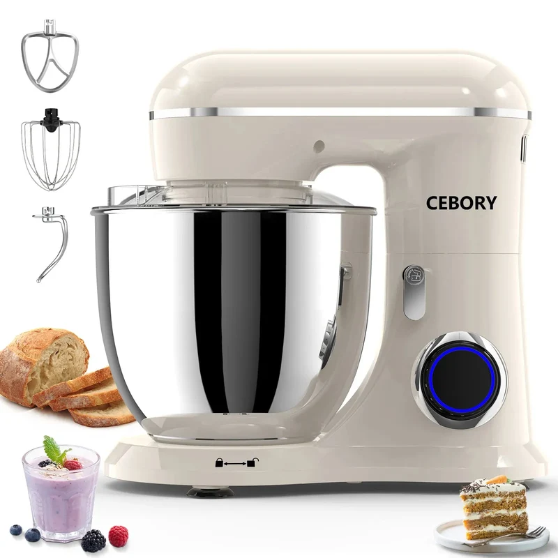 3-IN-1 Electric Stand Mixer Set 660W 10-Speed with Pulse Button 6.5QT Bowl Dough