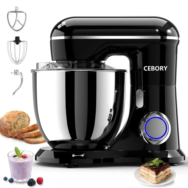 3-IN-1 Electric Stand Mixer Set 660W 10-Speed with Pulse Button 6.5QT Bowl Dough