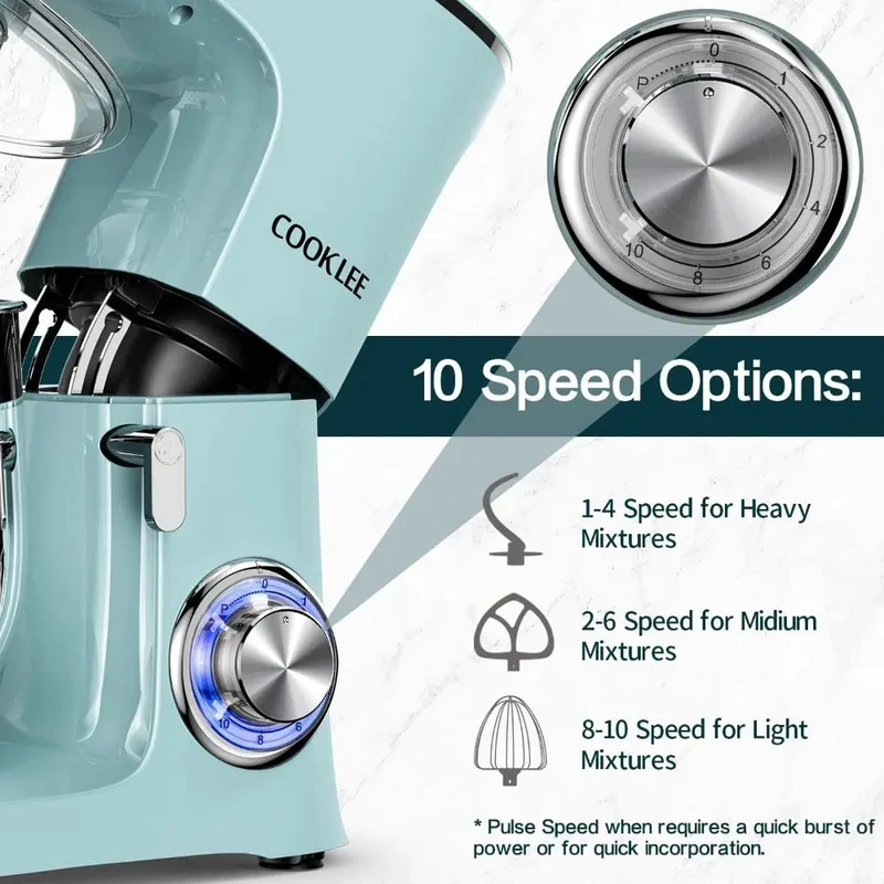 9.5 Qt. Stand Mixer, 660W 10-Speed Electric Kitchen Mixer with Flat Beaters.