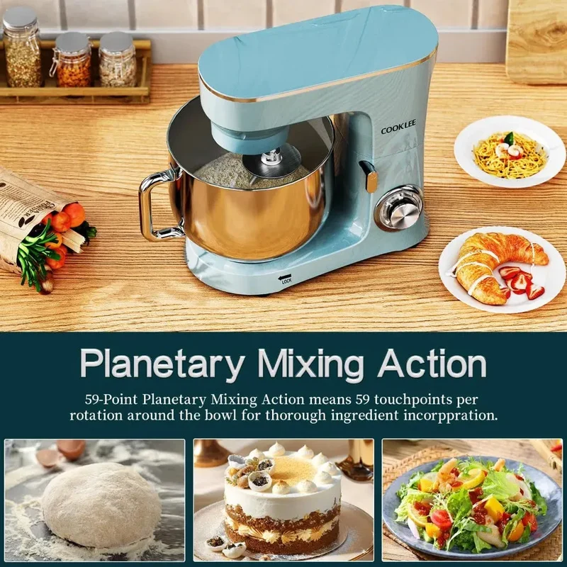 9.5 Qt. Stand Mixer, 660W 10-Speed Electric Kitchen Mixer with Flat Beaters.