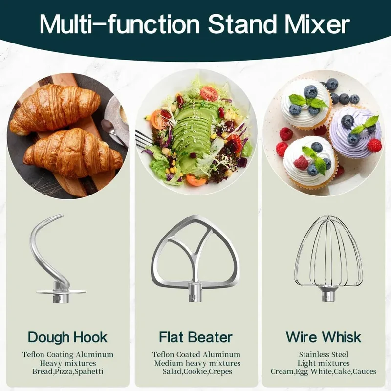 9.5 Qt. Stand Mixer, 660W 10-Speed Electric Kitchen Mixer with Flat Beaters.