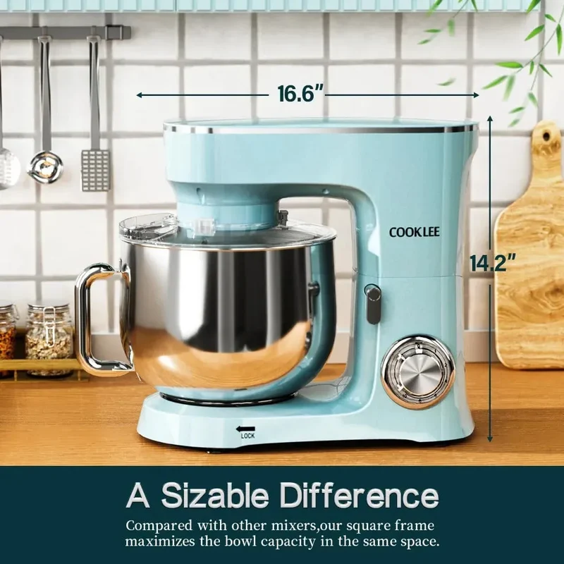 9.5 Qt. Stand Mixer, 660W 10-Speed Electric Kitchen Mixer with Flat Beaters.