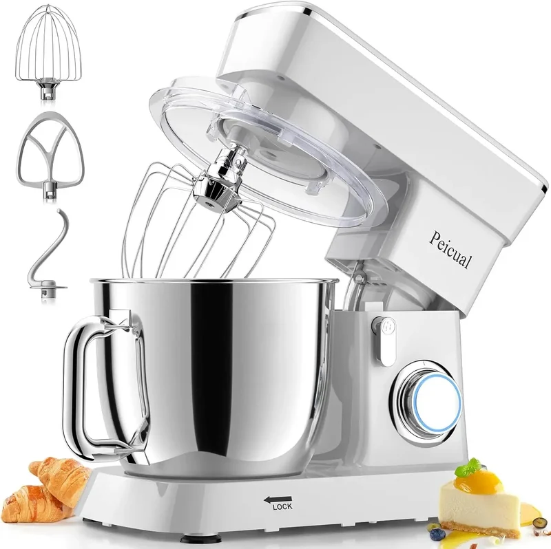 Stand Mixer, 5.5QT 10+P Speed Tilt-Head Kitchen Electric Mixer, Food Mixer with Stainless Steel Bowl, Dough Hook, Flat Beater