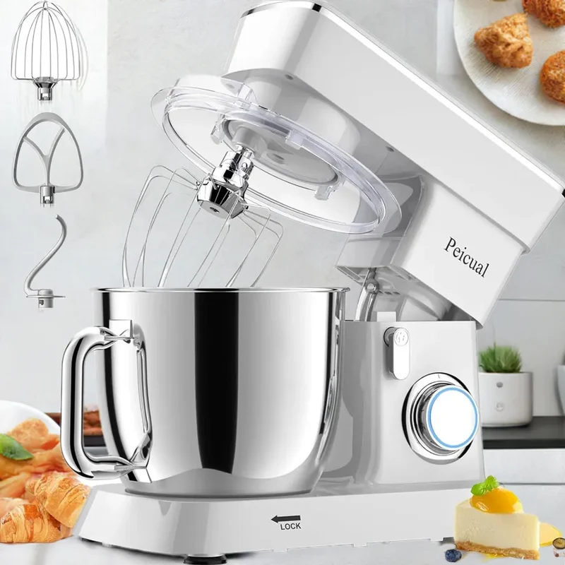 Stand Mixer, 5.5QT 10+P Speed Tilt-Head Kitchen Electric Mixer, Food Mixer with Stainless Steel Bowl, Dough Hook, Flat Beater