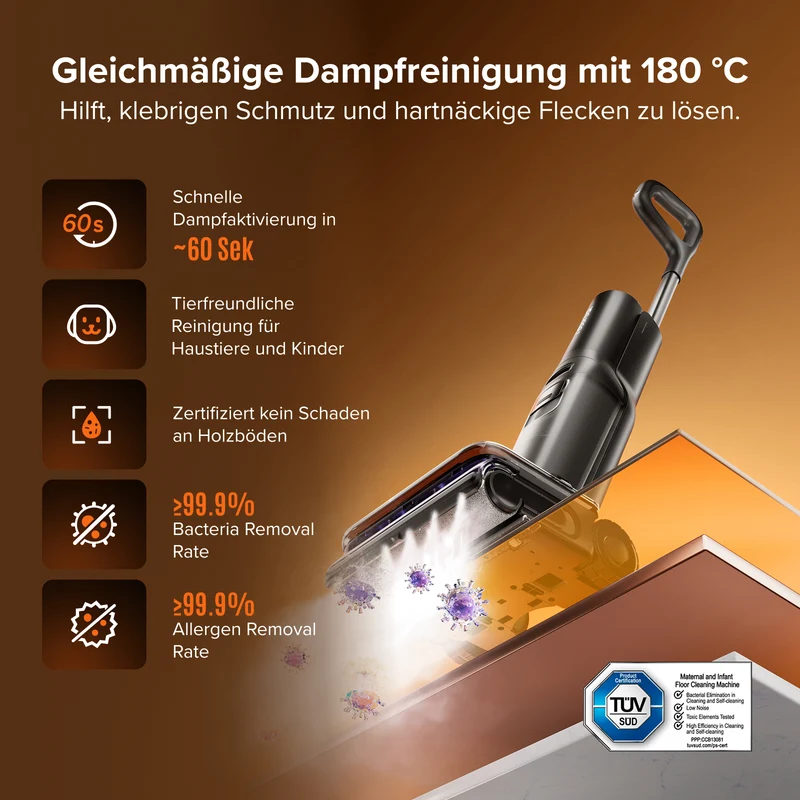 Roborock F25 Steam Nass Set - und Trockenstaubsauger mit Dampf- und Selbstreinigung mit hoher Temperatur