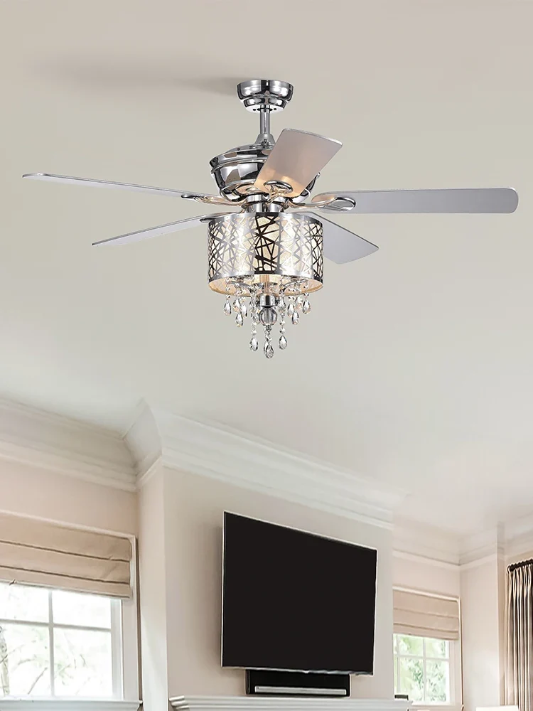 Elegant Metal 52-inch Ceiling Fan (Optional Remote&2 Color Option Blades) or Bedroom, Living Room, Dining Room--Chrome