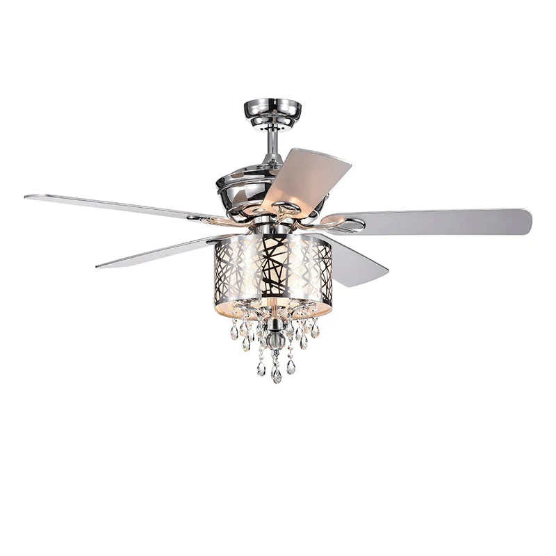 Elegant Metal 52-inch Ceiling Fan (Optional Remote&2 Color Option Blades) or Bedroom, Living Room, Dining Room--Chrome