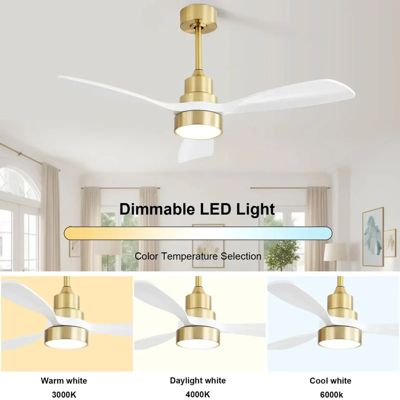 Sofucor Modern Economical 48-inch Ceiling Fan with LED Reversible DC 6-speed High wind and Remote control