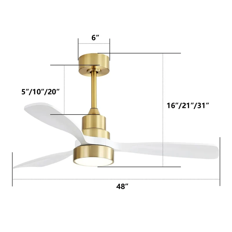 Sofucor Modern Economical 48-inch Ceiling Fan with LED Reversible DC 6-speed High wind and Remote control