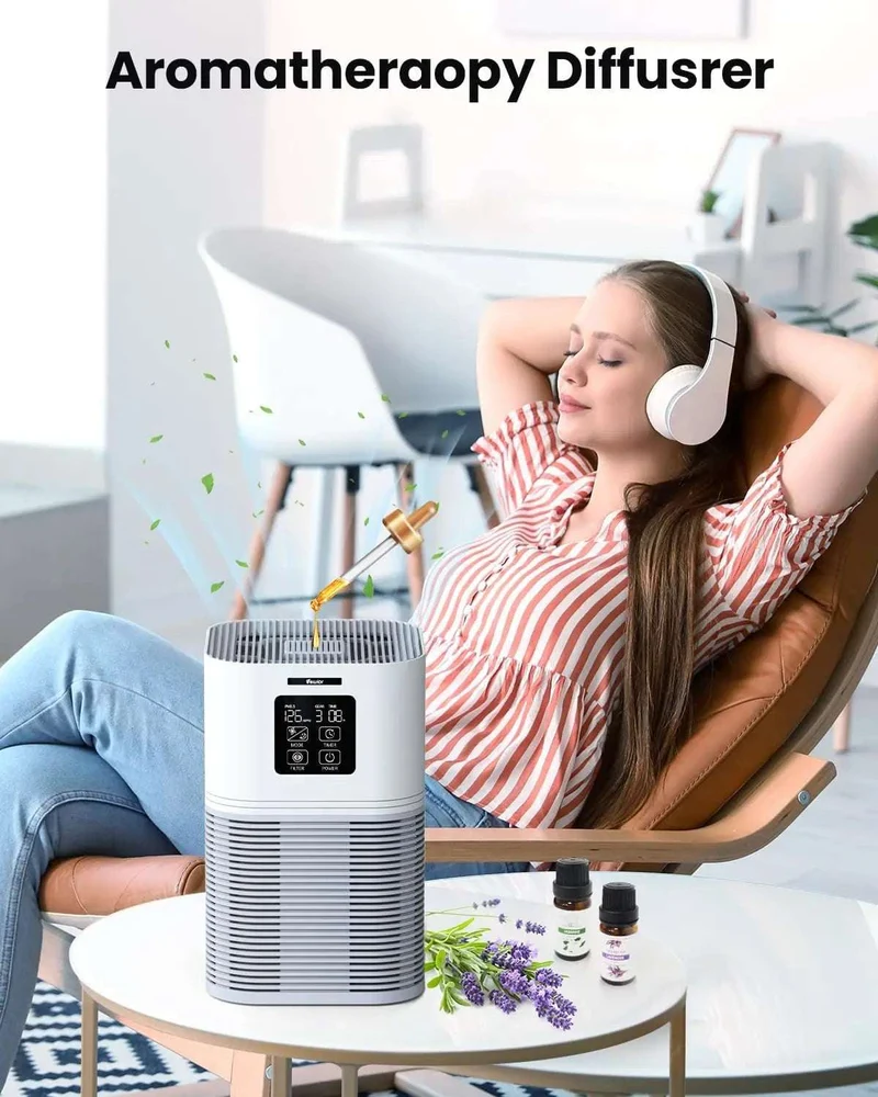 2 in 1 Air Purifier for Home Allergies Pets Hair Odor Eliminators, Aromatherapy diffuser and Auto Mode, Quiet Air Cleaner