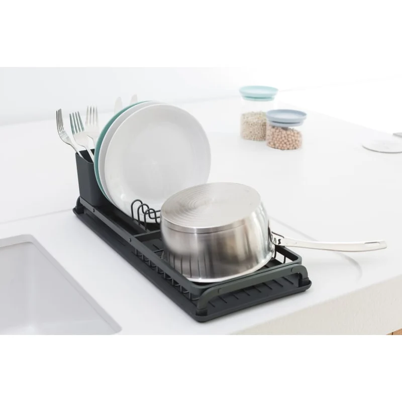 Brabantia Kompakt Abtropfgestell mit Besteckkorb, für 5 Teller