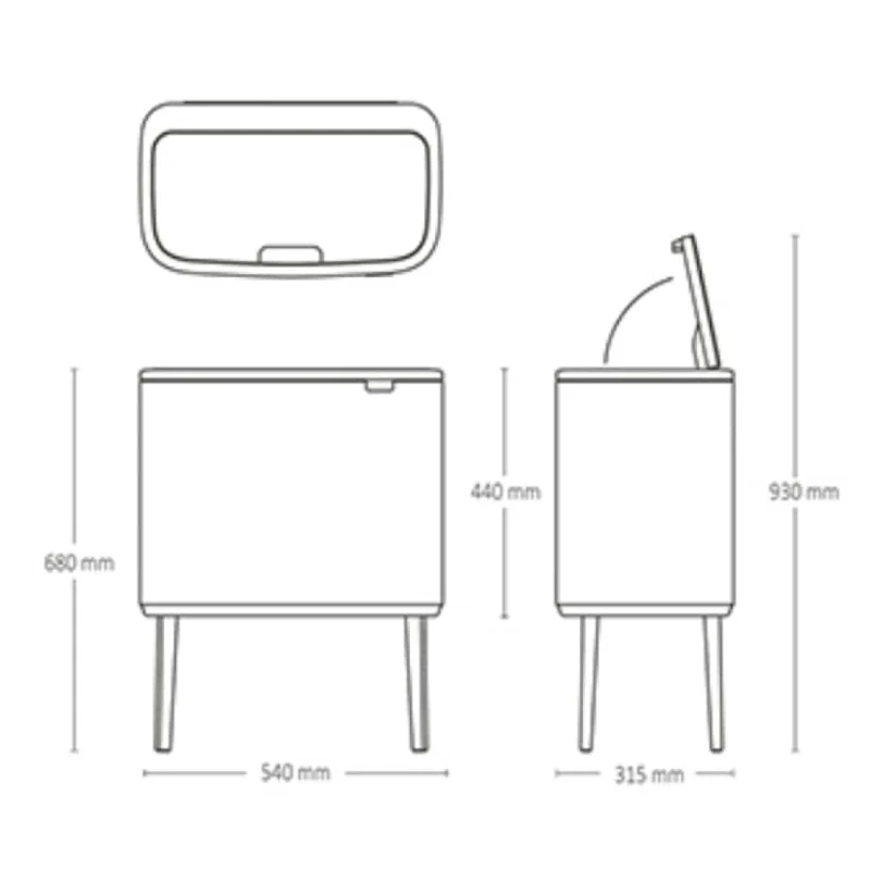 Brabantia Bo Touch Bin Abfalleimer, 11 + 23 Liter