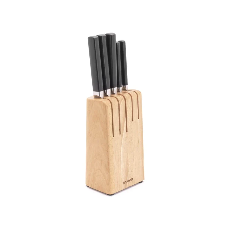Brabantia Profile Messerblock aus Holz mit 5 Messern, 6-teilig