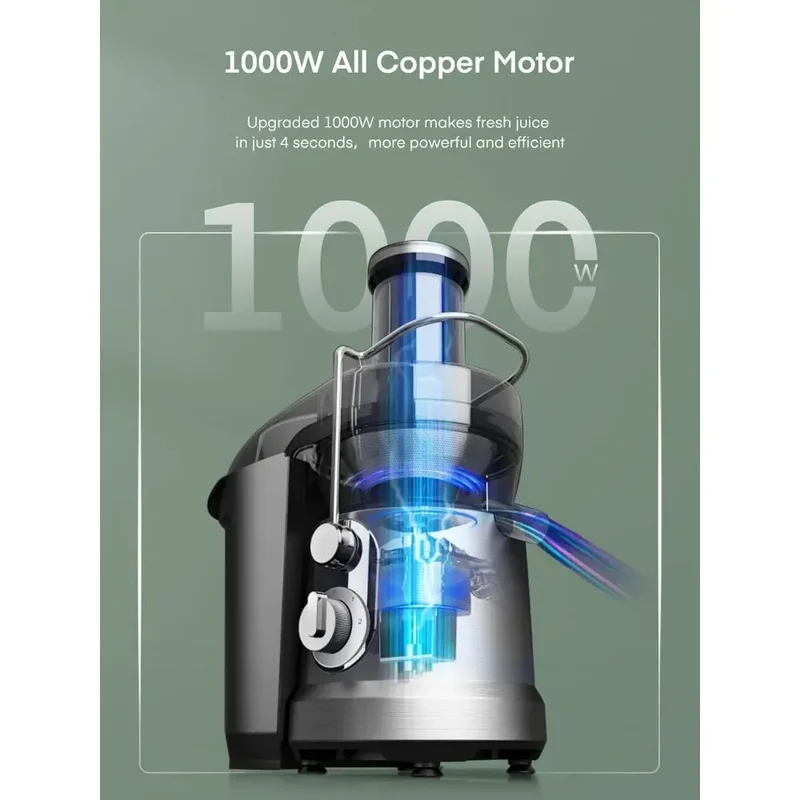 Juilist 1300W Wide Mouth Juicer Machine — Whole Fruit & Veggie Extractor.