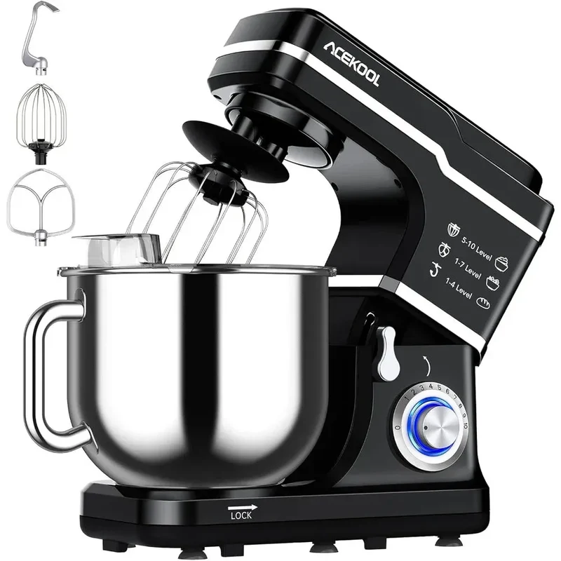 7.5QT Kitchen Electric Food Mixer 10-Speed Tilt-Head Dough Mixer for Baking Cake,