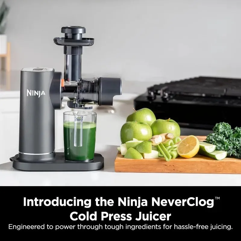 Ninja JC151 NeverClog Cold Press Juicer, Powerful Slow Juicer with Total Pulp Control, Countertop, Electric, 2 Pulp Functions