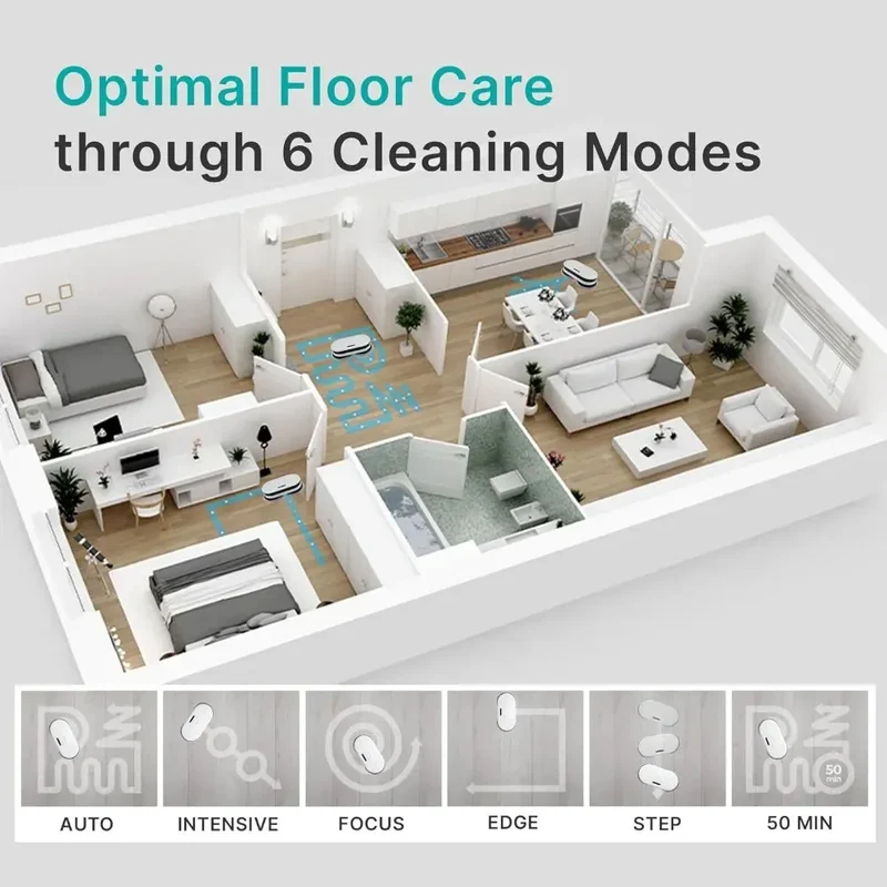 Robot Mop - Whisper Quiet Smart Mopping Robot Cleaner Only | 1.5 Times Faster Dynamic Dual Spin Wet Mop for Hard Floor