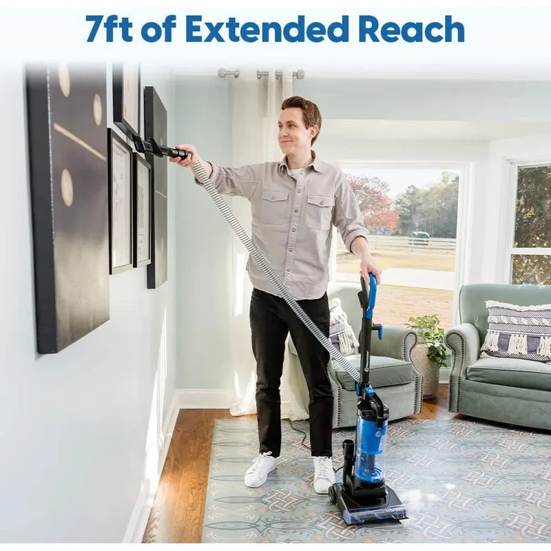 Bagless Upright Vacuum Cleaner with Large Dust Cup Capacity, Efficient Cyclone Filtration System & 17ft Cord for Carpet