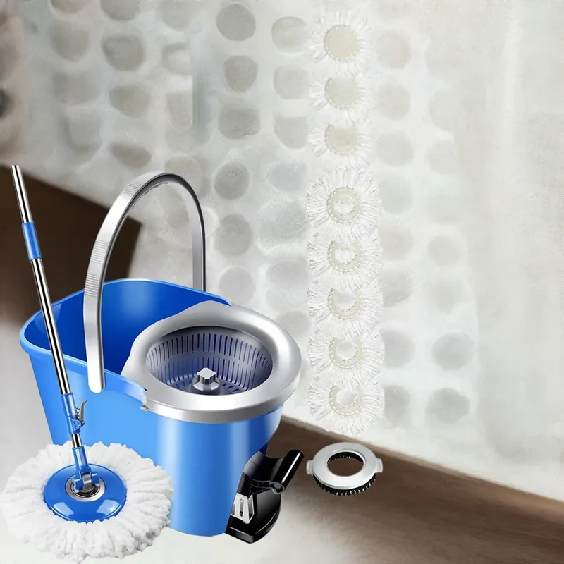 MASTERTOP Spin Mop and Bucket with Wringer Set, Foot Pedal, 360°Rotation, 5 Microfiber Mop Pads, 1 Brush Head, Hardwood Floor
