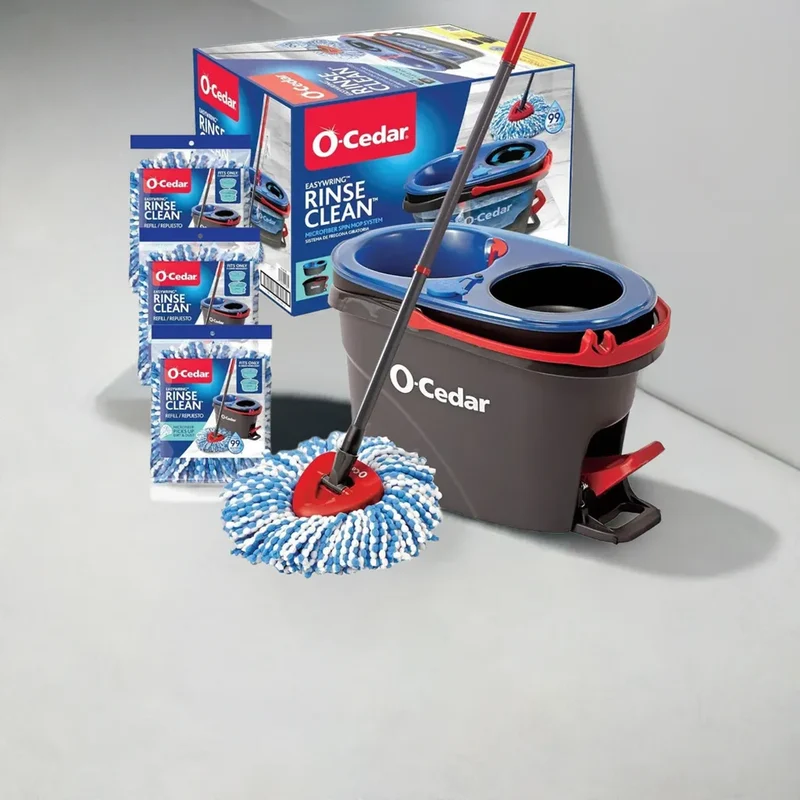 EasyWring RinseClean Microfiber Spin Mop & Bucket Floor Cleaning System with 3 Extra Refills, Grey
