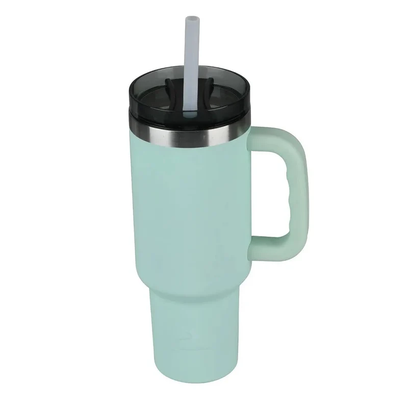 40 Oz Vacuumr-Insulated Stainless-Steel Tumbler with Handle Hot Pink Double-walled Stainless-steel Construction