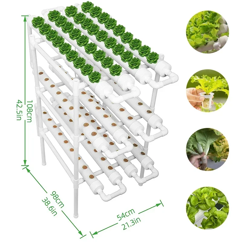 3-Layer/108 Sites Hydroponics System Growing Kits PVC Pipe Garden Vegetable Herbs Planting Tools
