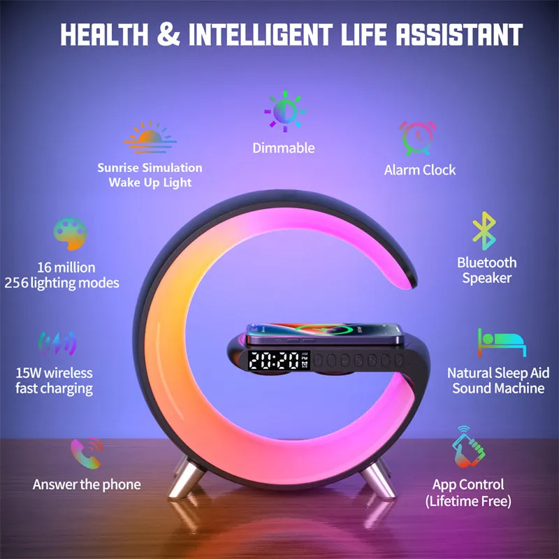 Wireless Charger Speaker With Bluetooth & LED Lamp