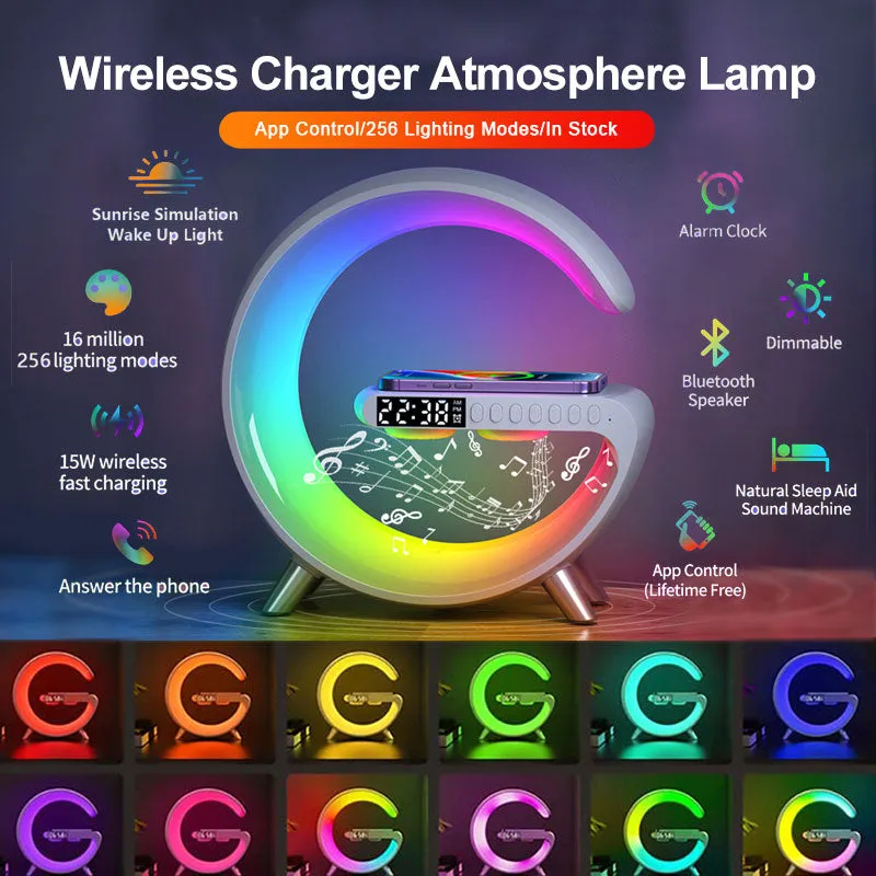 Wireless Charger Speaker With Bluetooth & LED Lamp