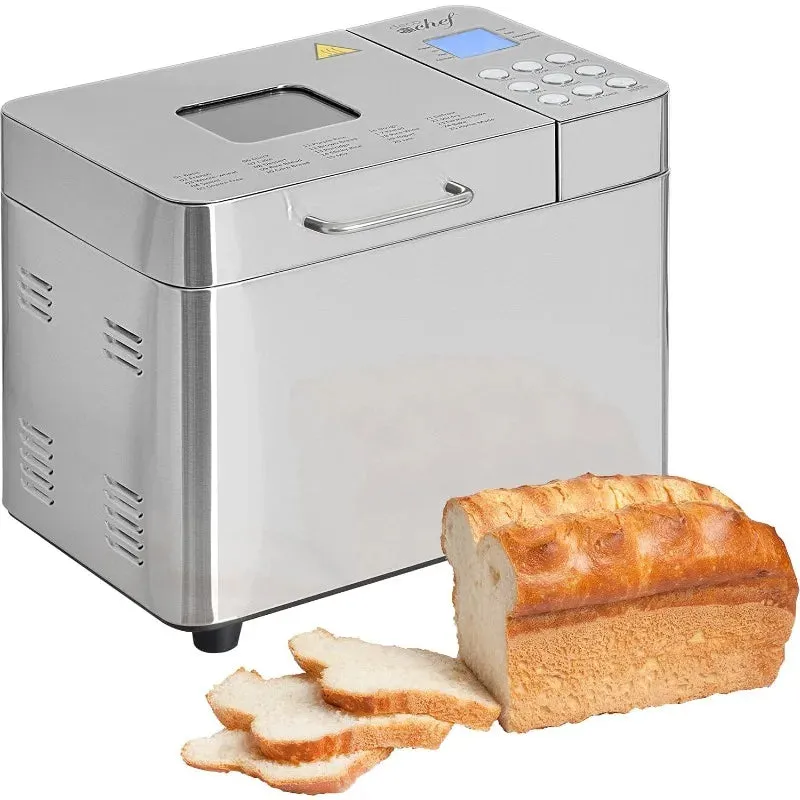 2 LB Stainless Steel Bread Maker with 25 Smart Cooking Programs and Included Accessories, Measuring Cup
