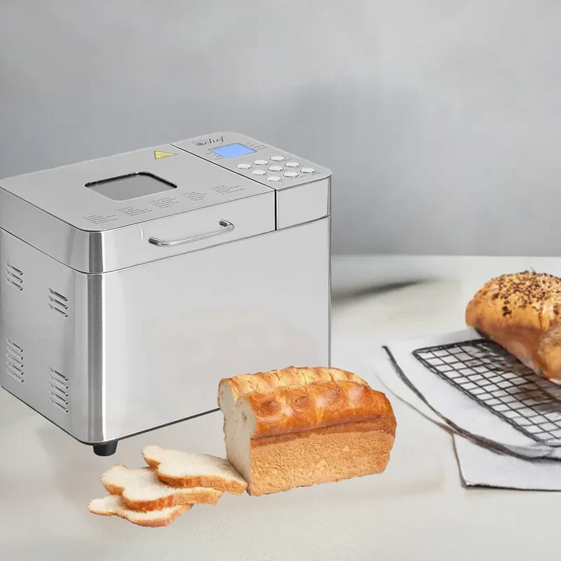2 LB Stainless Steel Bread Maker with 25 Smart Cooking Programs and Included Accessories, Measuring Cup