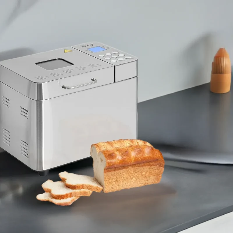 2 LB Stainless Steel Bread Maker with 25 Smart Cooking Programs and Included Accessories, Measuring Cup