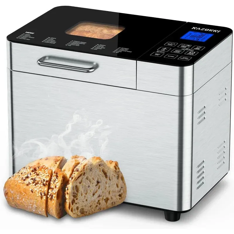 Bread Maker Machine Stainless Steel UL Certified, 25-in-1 with Nonstick Bread Pan, Homemade DIY 2Lbs Breadmaker