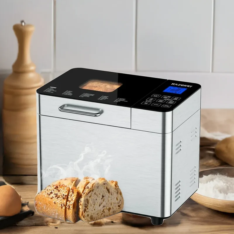 Bread Maker Machine Stainless Steel UL Certified, 25-in-1 with Nonstick Bread Pan, Homemade DIY 2Lbs Breadmaker