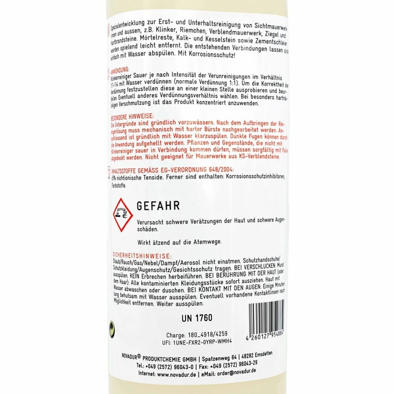 NOVADUR Klinkerreiniger sauer (Salzsäurefrei)