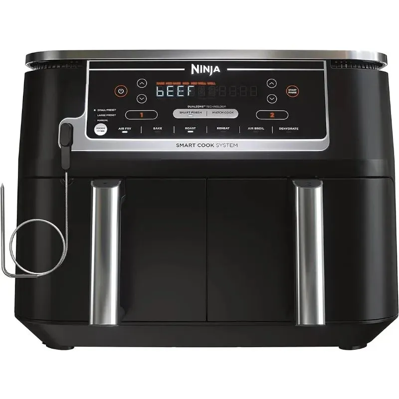 Ninja Foodi DZ550 10-Quart DualZone Smart XL Air Fryer with Thermometer