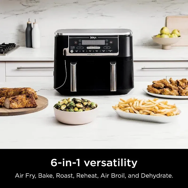Ninja Foodi DZ550 10-Quart DualZone Smart XL Air Fryer with Thermometer