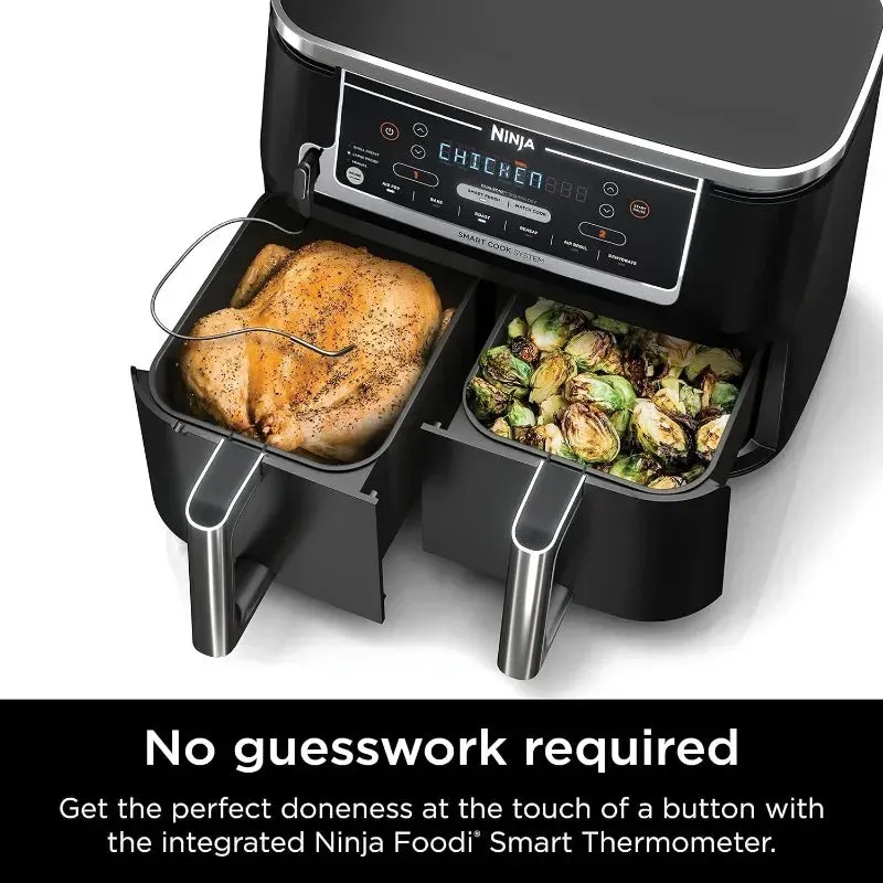 Ninja Foodi DZ550 10-Quart DualZone Smart XL Air Fryer with Thermometer