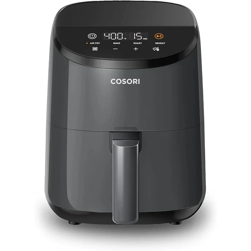 Mini Air Fryer 2.1 Qt, 4-in-1 Small Airfryer, Bake, Roast, Reheat, Nonstick and Dishwasher Safe Basket, 30 In-App Recipes, Gray