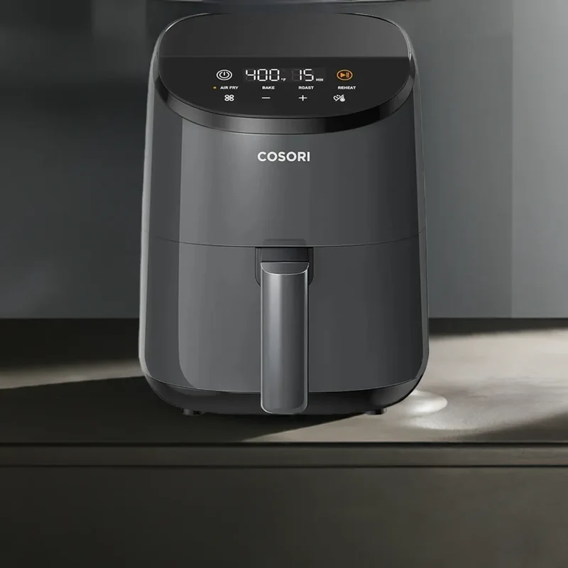 Mini Air Fryer 2.1 Qt, 4-in-1 Small Airfryer, Bake, Roast, Reheat, Nonstick and Dishwasher Safe Basket, 30 In-App Recipes, Gray