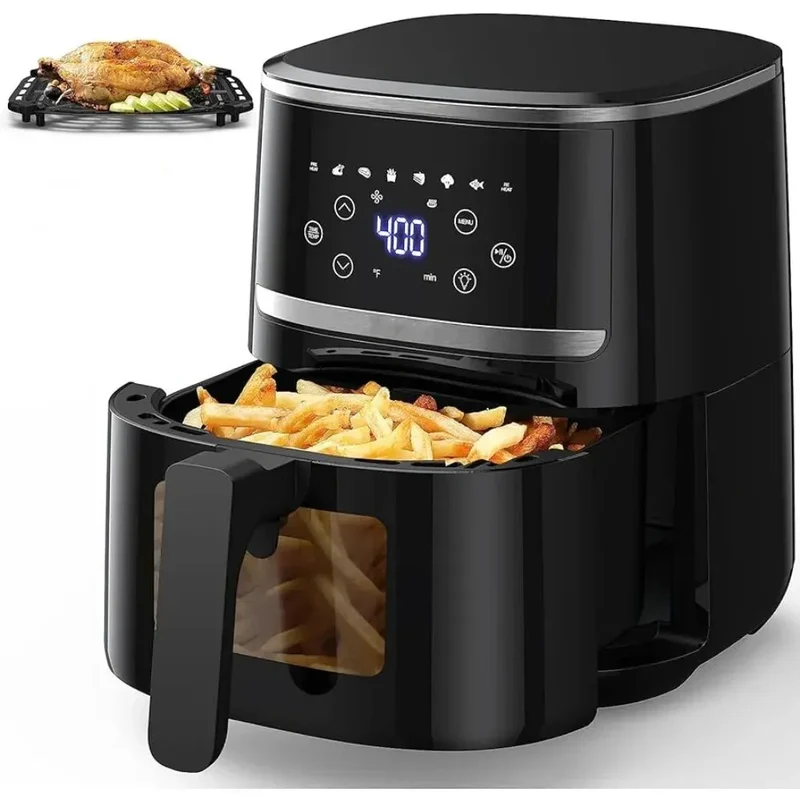 Air Fryer Oven 5 Qt Large Oil Free Touch Screen 1500W Mini Combo with 7 Accessories, One-Touch Digital Controls
