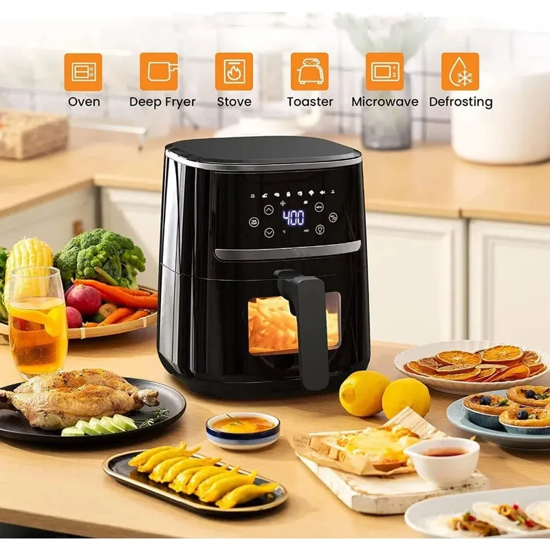 Air Fryer Oven 5 Qt Large Oil Free Touch Screen 1500W Mini Combo with 7 Accessories, One-Touch Digital Controls