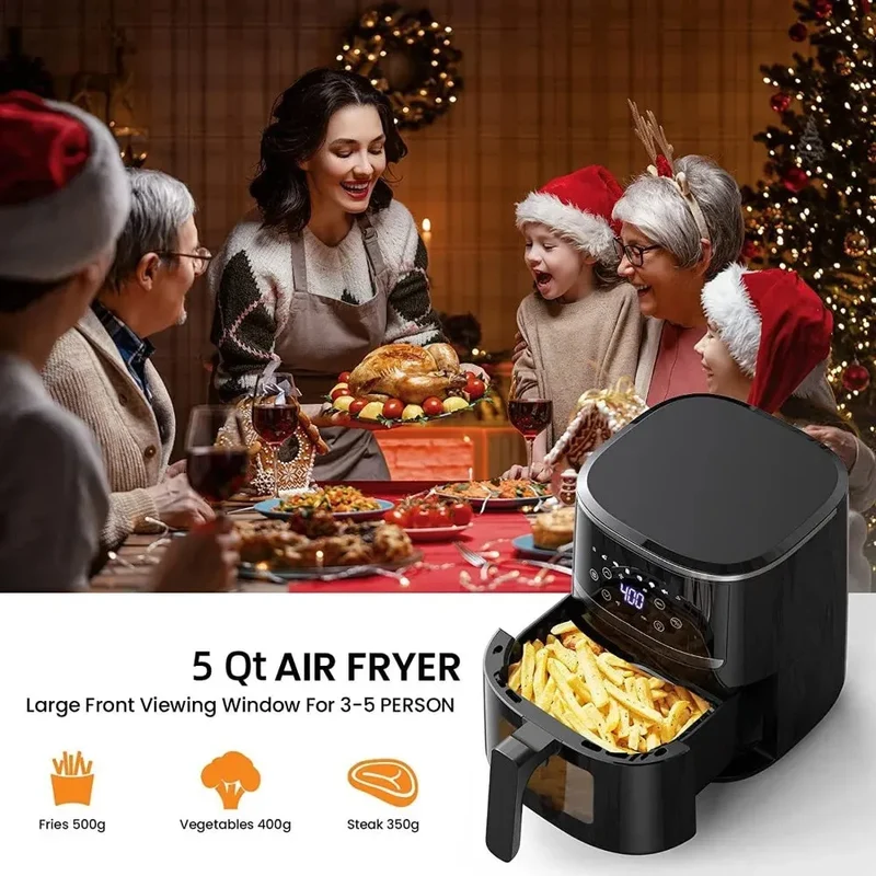 Air Fryer Oven 5 Qt Large Oil Free Touch Screen 1500W Mini Combo with 7 Accessories, One-Touch Digital Controls