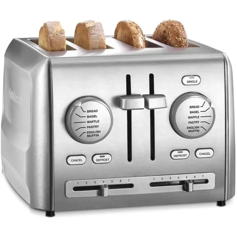 4-Slice Custom Select Toaster Stainless Steel Toaster for Bread Toast Machine Cooking Appliances Kitchen Home
