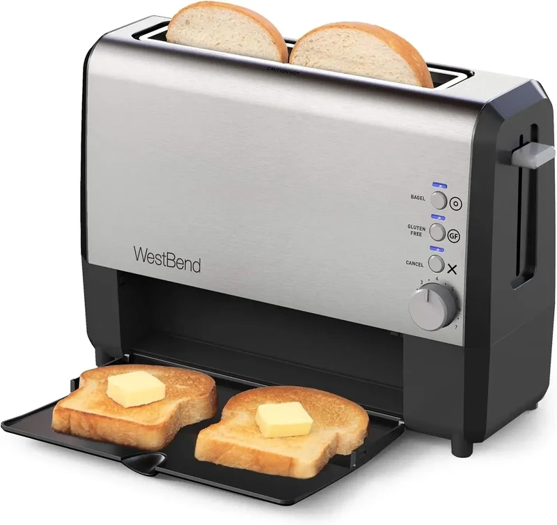 ZAOXI Toaster Wide Slot Slide Through with Bagel and Gluten-Free Settings and Cool Exterior Includes Removable Serving Tray
