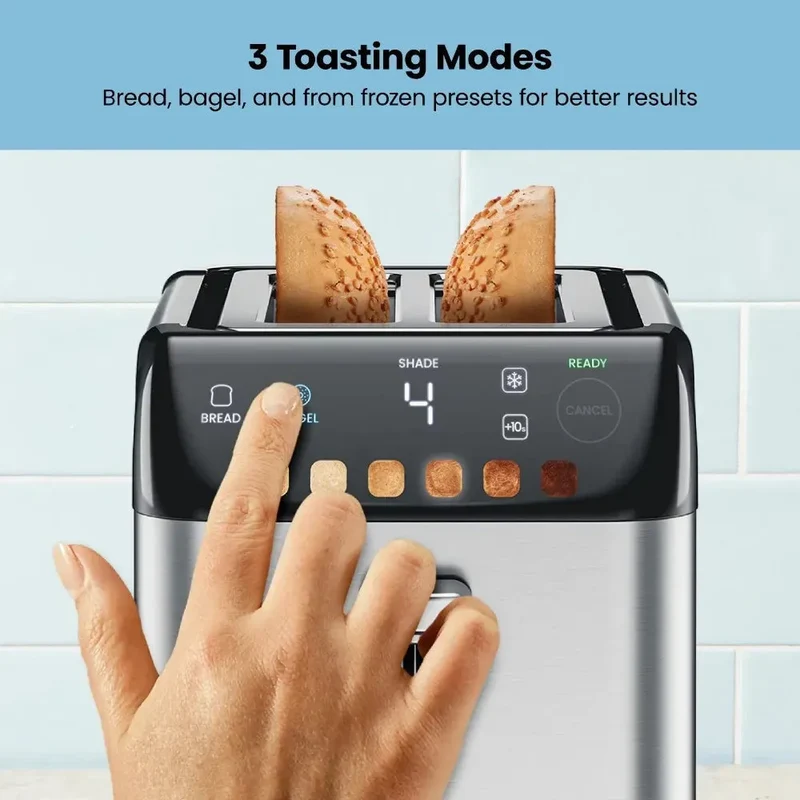 Smart Touch 2 Slice Digital Toaster, 6 Shade Settings, Stainless Steel, Removable Crumb Tray