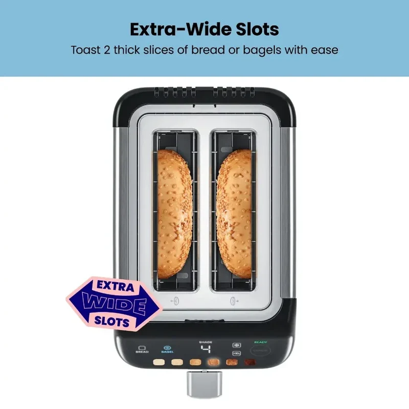 Smart Touch 2 Slice Digital Toaster, 6 Shade Settings, Stainless Steel, Removable Crumb Tray