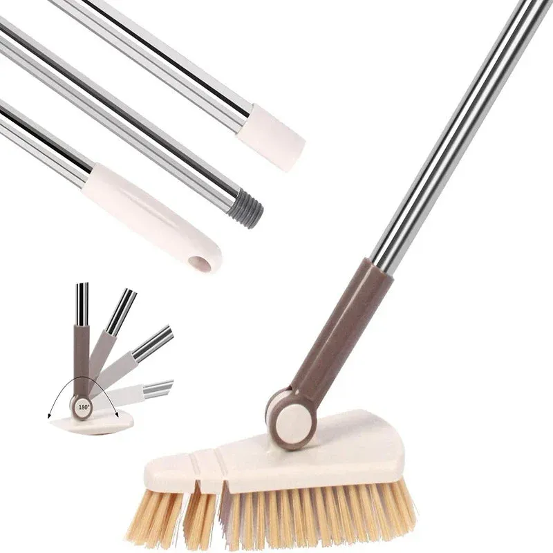 Floor Scrub Brush Cleaning Long Handle Kitchen Bathroom Gap Tools Removable Toilet Rotating Mop Bristles for Tile Ceramic Brush