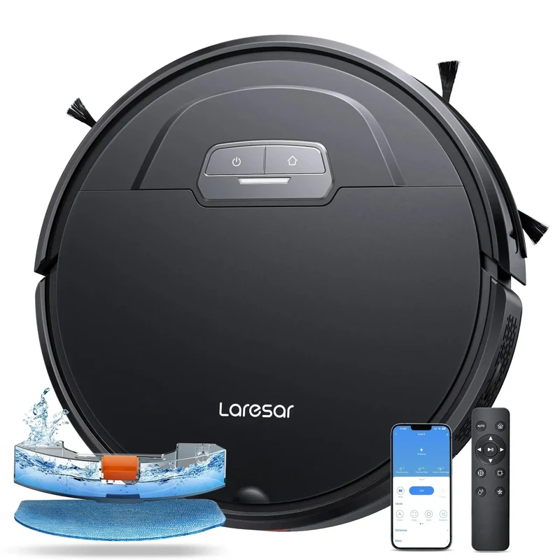 Laresar Robot Vacuum Cleaner Mop 6000Pa Wireless Smart APP Control Planned for Home Floor Washing Carpet Pet Hair Cleaning