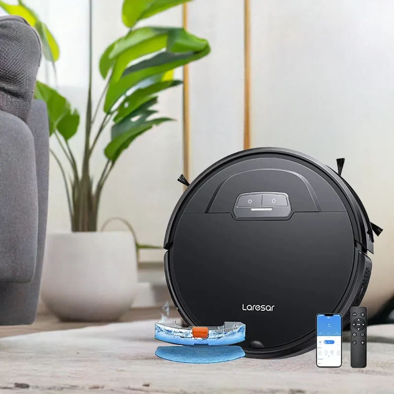 Laresar Robot Vacuum Cleaner Mop 6000Pa Wireless Smart APP Control Planned for Home Floor Washing Carpet Pet Hair Cleaning