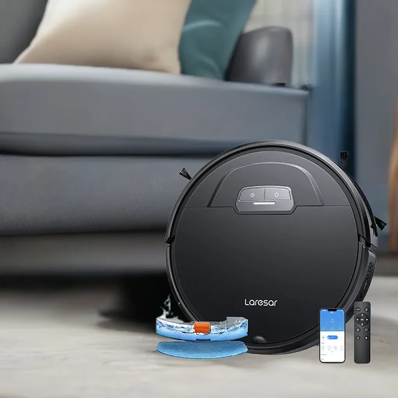 Laresar Robot Vacuum Cleaner Mop 6000Pa Wireless Smart APP Control Planned for Home Floor Washing Carpet Pet Hair Cleaning
